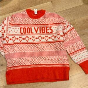 Aerie NWT cool vibes Red and White sweater‎ small